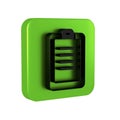 Black Police report icon isolated on transparent background. Green square button.