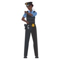 Black police woman in bullet proof vest