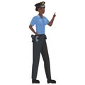 Black police woman with pointing finger
