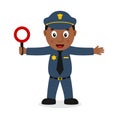 Black Policeman Character Signaling Disk Royalty Free Stock Photo