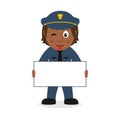 Black Policewoman Character with Banner