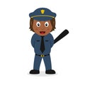 Black Policewoman Character with Baton