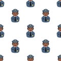 Black Policewoman Icon Seamless Pattern