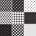 Black polka dot seamless patterns