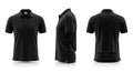 Black polo shirt on white background in three different views Royalty Free Stock Photo