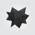 Black polygonal geometric abstract shape figure. Low poly abstract geometry shape 3d star.