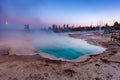 Black Pool at West Thumb Geyser Basin Trail during wonderful colorful sunset, Yellowstone National Park, Wyoming Royalty Free Stock Photo