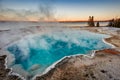 Black Pool at West Thumb Geyser Basin Trail during wonderful colorful sunset, Yellowstone National Park, Wyoming Royalty Free Stock Photo