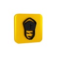 Black Pope icon isolated on transparent background. Pope hat. Holy father. Yellow square button.