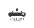 Black Portable gas stove logo design. A small portable gas stove for cooking vector design and illustration.