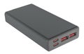 Black Portable Power Bank with Multiple USB Ports, 3D Rendering Royalty Free Stock Photo