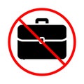 black portfolio case is crossed out with red STOP sign Royalty Free Stock Photo