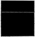 Black postage stamp reverse side with the edge of the sheet isolated on white background Royalty Free Stock Photo