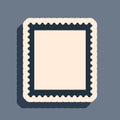 Black Postal stamp icon isolated on grey background. Long shadow style. Vector Royalty Free Stock Photo
