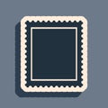 Black Postal stamp icon isolated on grey background. Long shadow style. Vector Royalty Free Stock Photo