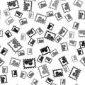 Black Postal stamp icon isolated seamless pattern on white background. Vector Illustration Royalty Free Stock Photo
