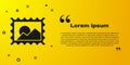 Black Postal stamp icon isolated on yellow background. Vector Illustration