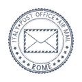 Black postal stamp Rome, Italy. Postmark with envelope sign