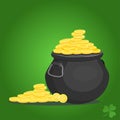 Black pot with gold coins