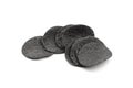 Black potato chips isolated on white background Royalty Free Stock Photo