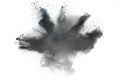 The particles of charcoal splattered on white background. Royalty Free Stock Photo