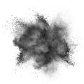 Black powder explosion isolated on white