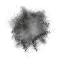 Black powder explosion isolated on white Royalty Free Stock Photo