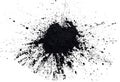 Black powder explosion isolated on white background, charcoal particles concept. Eye shadow. Graphite Royalty Free Stock Photo