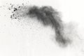 Black powder explosion on white background. Colored cloud. Colored dust explode. Paint Holi. Royalty Free Stock Photo