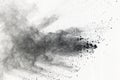 Black powder explosion on white background. Colored cloud. Colored dust explode. Paint Holi. Royalty Free Stock Photo