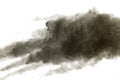 Black powder explosion on white background. Colored cloud. Colorful dust explode. Paint Holi Royalty Free Stock Photo