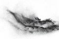 Black powder explosion on white background. Royalty Free Stock Photo