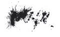 Black powder isolated. Black ink splatter. Royalty Free Stock Photo