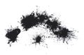 Black powder isolated. Black ink splatter. Royalty Free Stock Photo