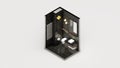 Black Powder Room isometric interior cross section 3d