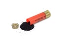 Black powder spill out of the cartridge Royalty Free Stock Photo
