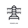black power line isolated vector icon. simple element illustration from industry concept vector icons. power line editable logo Royalty Free Stock Photo