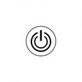 Black power symbol enclosed in a circle, centered on a white background. The desig