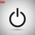 Black power symbol icon on a light gray background. The design features a broken cir Royalty Free Stock Photo