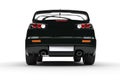 Black Powerful Modern Car on White Background - Rear View Royalty Free Stock Photo