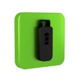 Black Pregnancy test icon isolated on transparent background. Green square button.