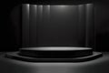 Black presentation scene abstract light luxurious showcase template backdrop, black podium stage, empty cube background, and blank