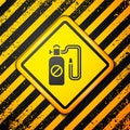 Black Pressure sprayer for extermination of insects icon isolated on yellow background. Pest control service