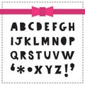 Black pretty and cute modern silhouette hand drawn alphabet set