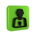 Black Priest icon isolated on transparent background. Green square button.