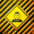 Black Priest icon isolated on yellow background. Warning sign. Vector