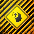 Black Priest icon isolated on yellow background. Warning sign. Vector