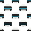 Black Printer Flat Icon Seamless Pattern