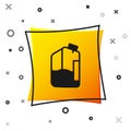 Black Printer ink bottle icon isolated on white background. Yellow square button. Vector Royalty Free Stock Photo