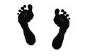 Black prints of children's feet isolated on white background